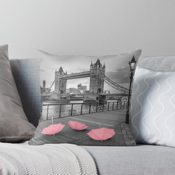 Item preview, Pink umbrellas at Tower bridge designed and sold by assaf.