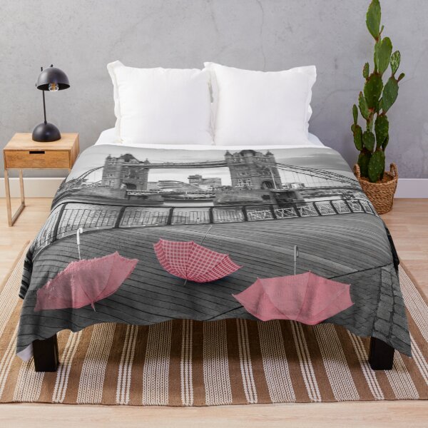 Item preview, Pink umbrellas at Tower bridge designed and sold by assaf.