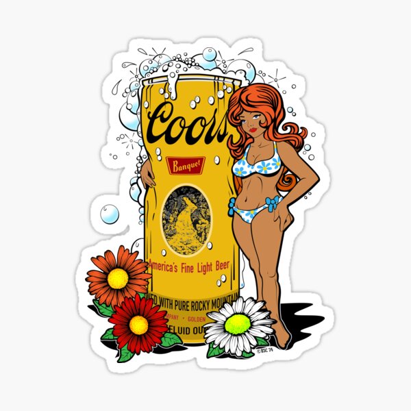 Hippy Beer Chick Sticker