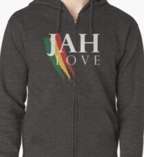 Jah Liebe (weiß) Hoodie mit Reißverschluss