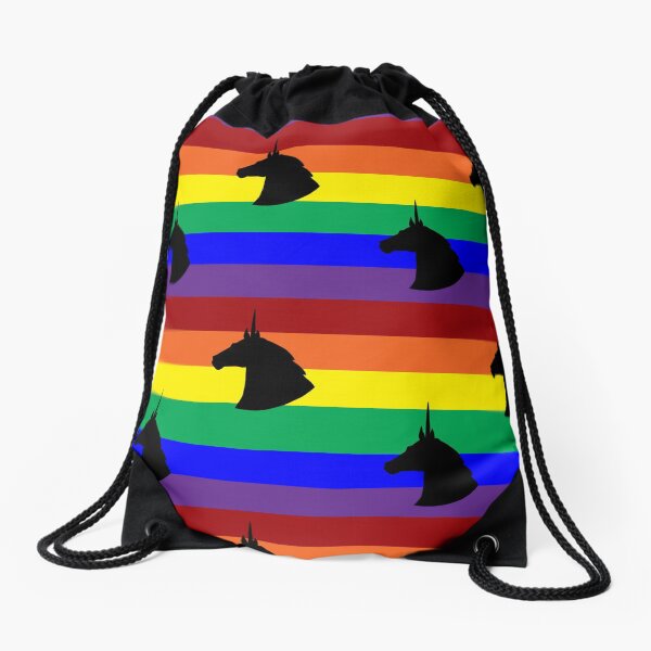 Unicorn Rainbow Polka-dots! Drawstring Bag