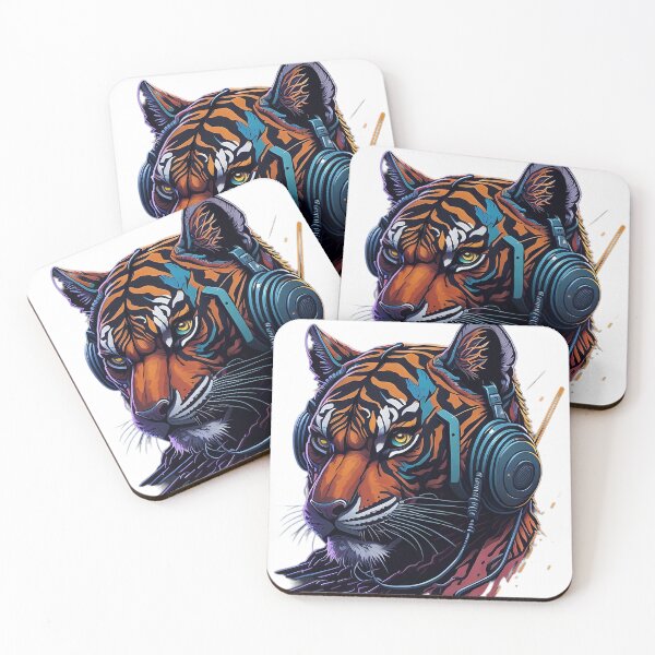 Item preview, Tiger with headphones designed and sold by Artify Illustrator.