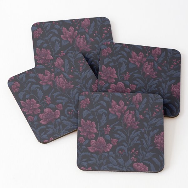 Item preview, Charming Garden-Inspired Pattern - Red Flowers and Leaves on Black designed and sold by cocomikozza.