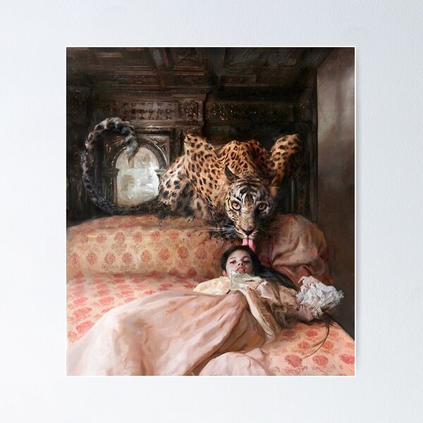 Item preview, The English Bed - Tiger and Woman - Guillermo Lorca Garcia Poster designed and sold by tiara-Sathori.