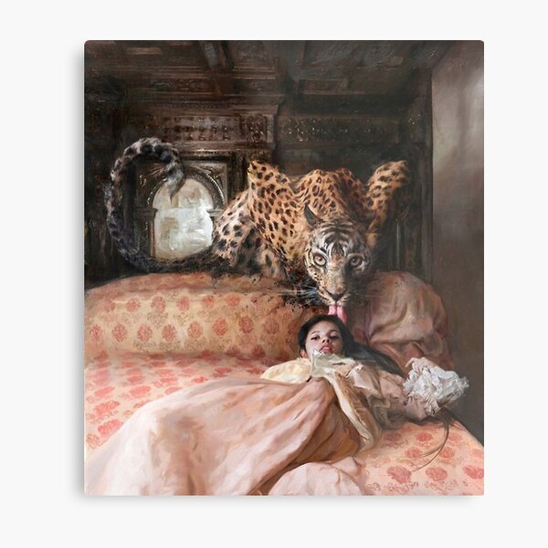 Aperçu de l'œuvre Le lit anglais - Tigre et femme - Guillermo Lorca Garcia Poster créée et vendue par tiara-Sathori.