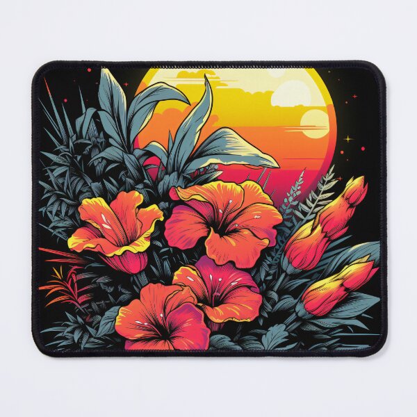 Item preview, 80s style vibrant flowers and the sun designed and sold by candlewithhare.