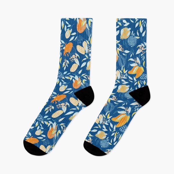 Item preview, Exotic Tropical Fruits in Dark Blue Orange Yellow designed and sold by Jean-Pham.