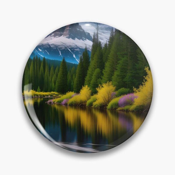 Item preview, Forest with a calm river against of snowy mountains designed and sold by EG Creativity Art.