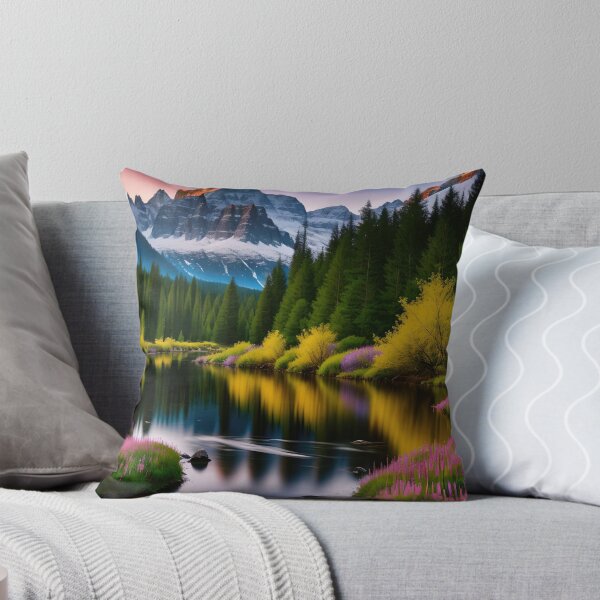 Item preview, Forest with a calm river against of snowy mountains designed and sold by EG Creativity Art.