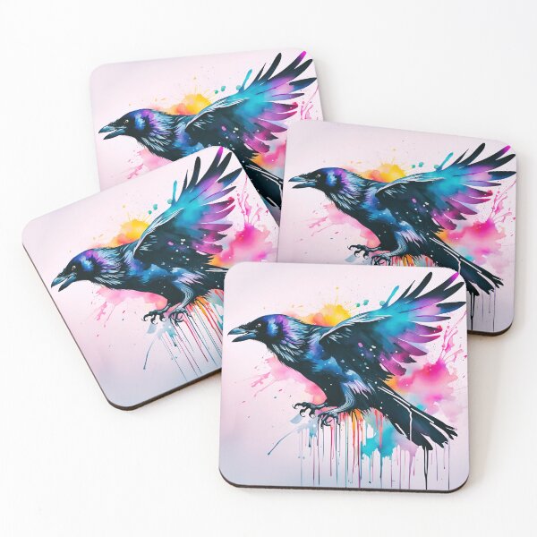 Item preview, Vibrant Watercolor Raven in Flight designed and sold by WitchyWare.