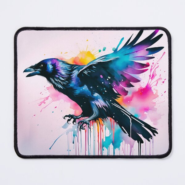 Item preview, Vibrant Watercolor Raven in Flight designed and sold by WitchyWare.