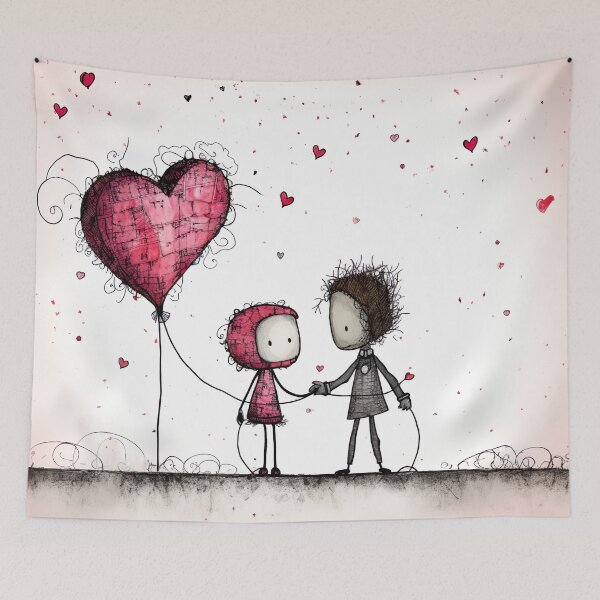 Item preview, Stickfigure love - big pink heart designed and sold by miss-keysmash.
