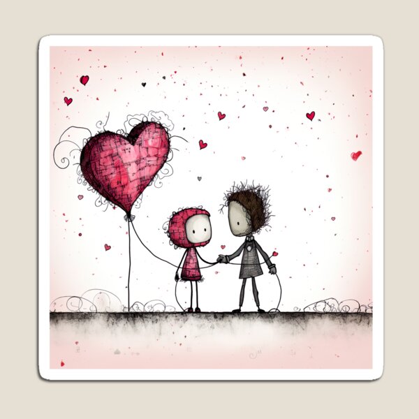 Item preview, Stickfigure love - big pink heart designed and sold by miss-keysmash.