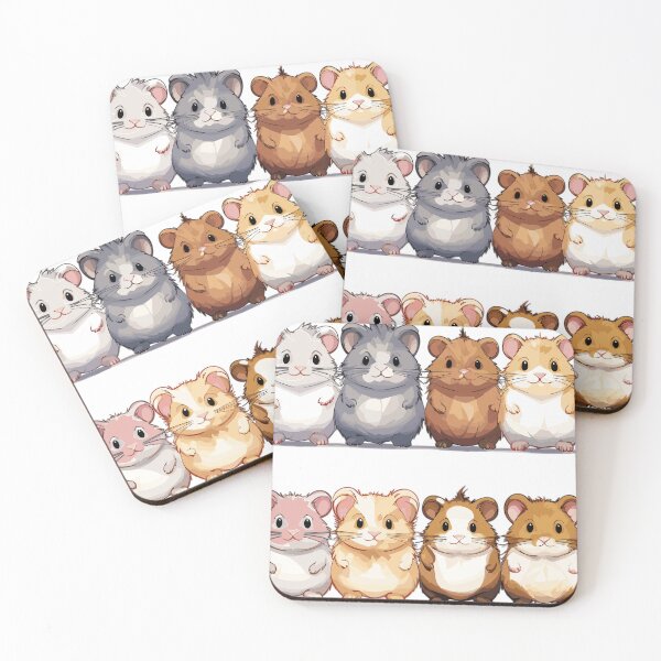 Aperçu de l'œuvre Groupe Kawaii d'adorables hamsters de différentes couleurs créée et vendue par LOT7Clothing.
