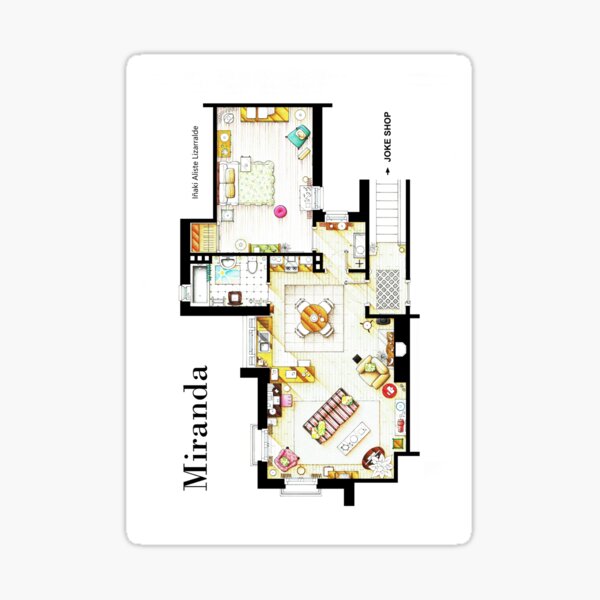 Item preview, Floorplan of Miranda's apartment from BBC's "MIRANDA" sitcom designed and sold by TV Floorplans & More.