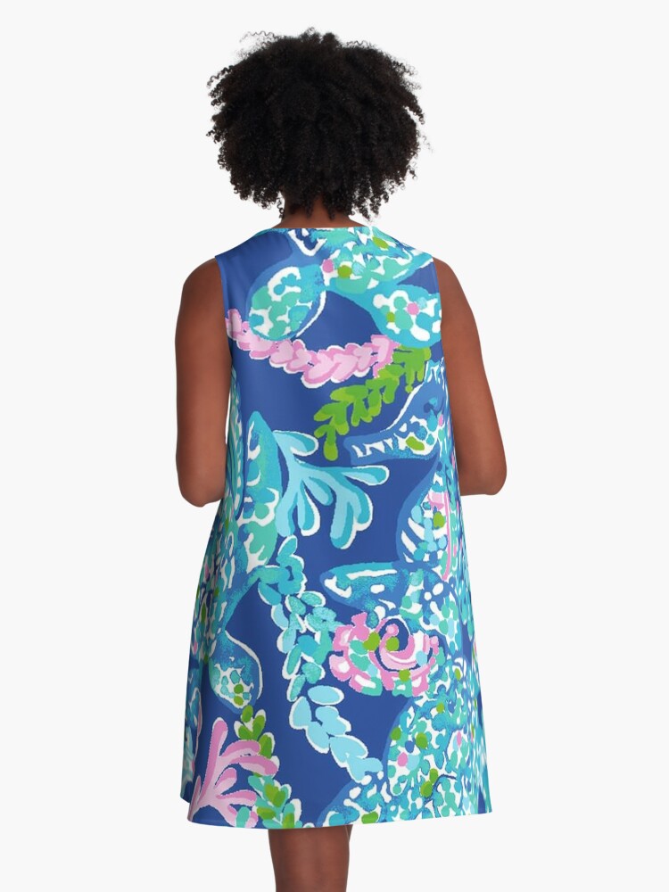 Thumbnail 3 of 4, A-Line Dress, Ocean Turtles Lily Holidays designed and sold by SusanaRowe.