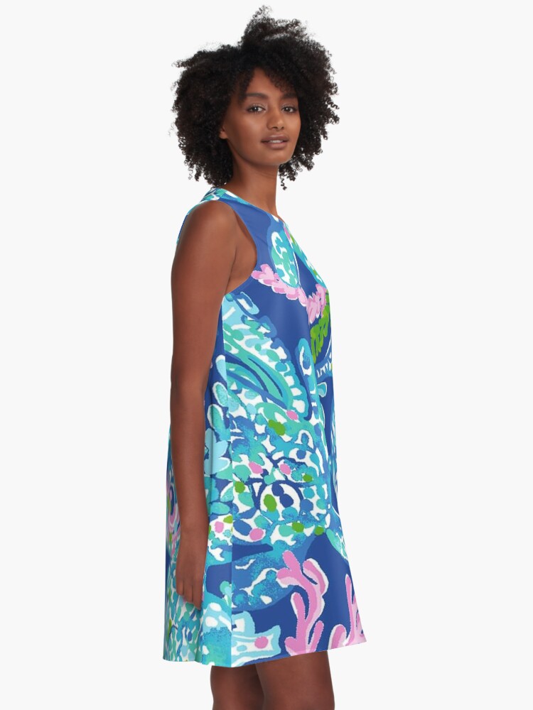 Thumbnail 2 of 4, A-Line Dress, Ocean Turtles Lily Holidays designed and sold by SusanaRowe.