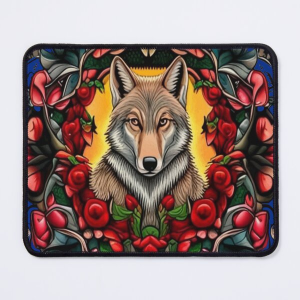 Item preview, North Dakota Coyote Surrounded By Prairie Rose Tattoo Art designed and sold by taiche.