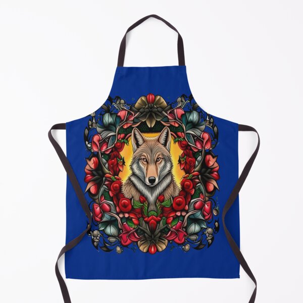Item preview, North Dakota Coyote Surrounded By Prairie Rose Tattoo Art designed and sold by taiche.