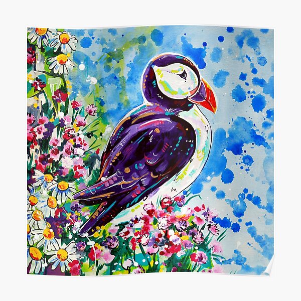 Puffin - acrylic painting Poster