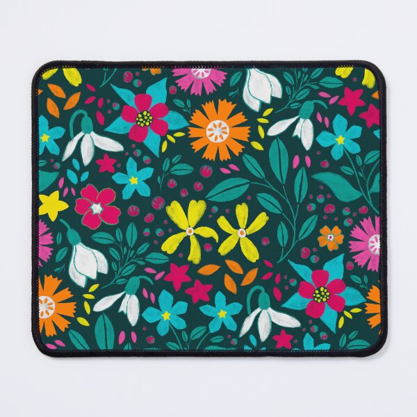 Item preview, colorful ditsy floral on deep emerald green | repeat pattern designed and sold by colorofmagic.
