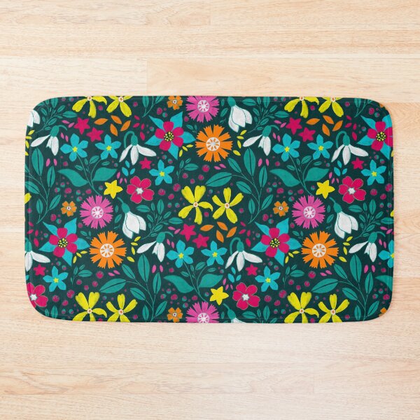 Item preview, colorful ditsy floral on deep emerald green | repeat pattern designed and sold by colorofmagic.