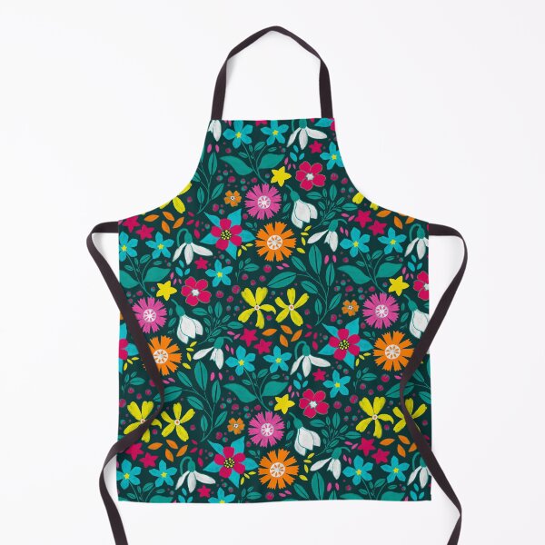 Item preview, colorful ditsy floral on deep emerald green | repeat pattern designed and sold by colorofmagic.