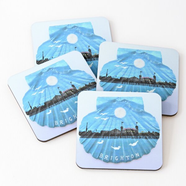 Item preview, Brighton Palace Pier, Shell Art, Moon Seaside Seagulls designed and sold by ClaudinesArt.