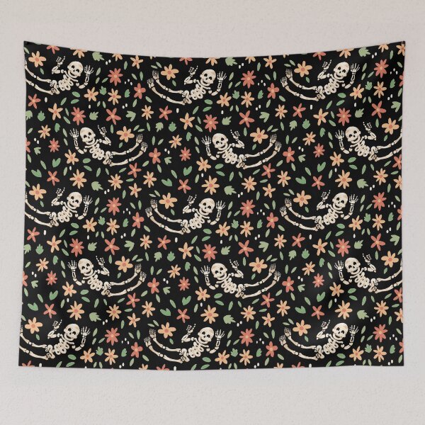 Item preview, Happy Skeleton Flower Bed Pattern designed and sold by dorkaheart.