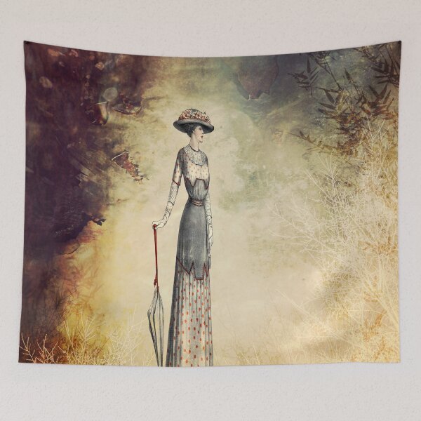 Item preview, VINTAGE FASHION LADY IN ABSTRACT FOREST designed and sold by Pia Schneider.