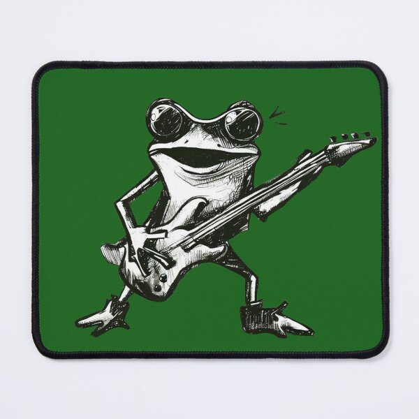 Item preview, Rock star frog playing guitar designed and sold by GroundhogMs.