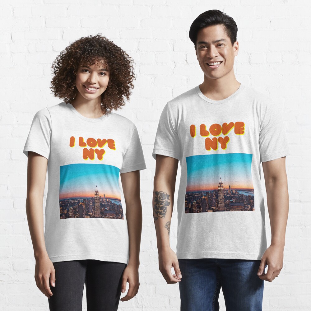 I Love NY T-Shirt Grey Unisex Short Sleeve 