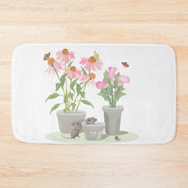 Item preview, flowers calla  and echinacea in flowerpots. Fluttering butterflies and snail designed and sold by Tatty-shop.