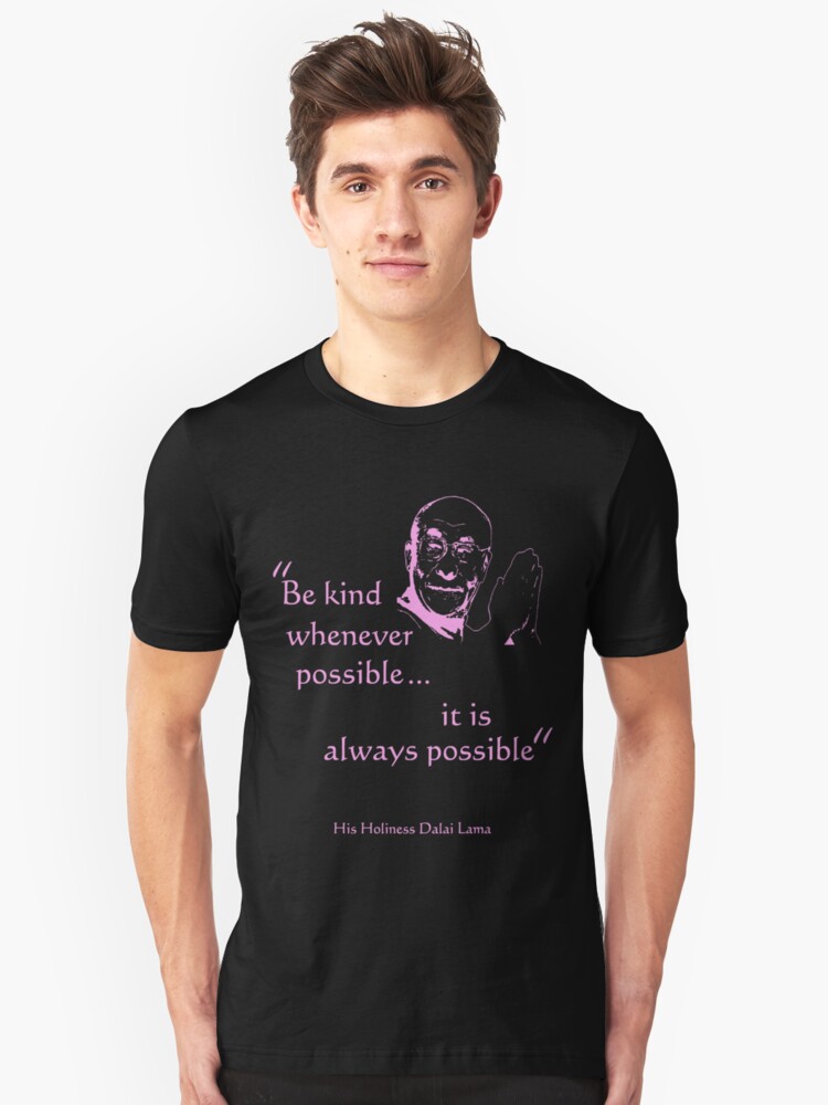 Alternate view of Dalai Lama: Be Kind (on dark) Slim Fit T-Shirt