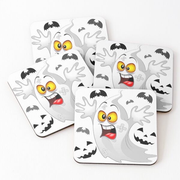 Item preview, Ghost Funny Halloween Character Scared by Pumpkins and Bats designed and sold by BluedarkArt.