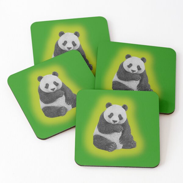 Item preview, Panda bear, retro yellow background, black and white tattoo designed and sold by RockTatoo.