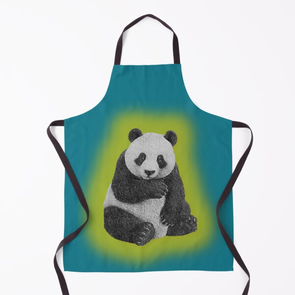 Item preview, Panda bear, retro yellow background, black and white tattoo designed and sold by RockTatoo.
