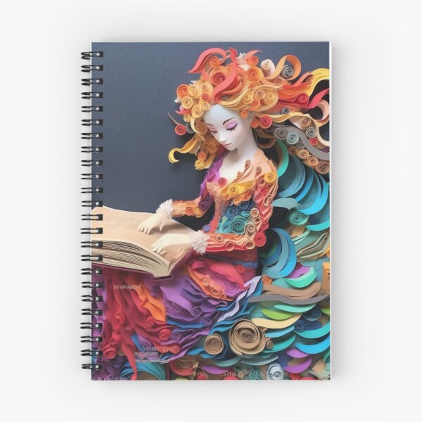 Item preview, A colorful paper cut of a mermaid sitting at her table next to a book designed and sold by aiphotosart.