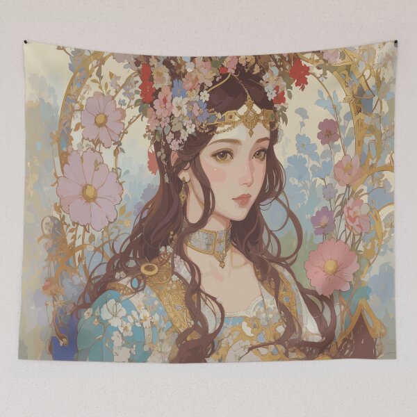 Item preview, A painting of a woman with flowers in her hair designed and sold by AFUNARTZ.