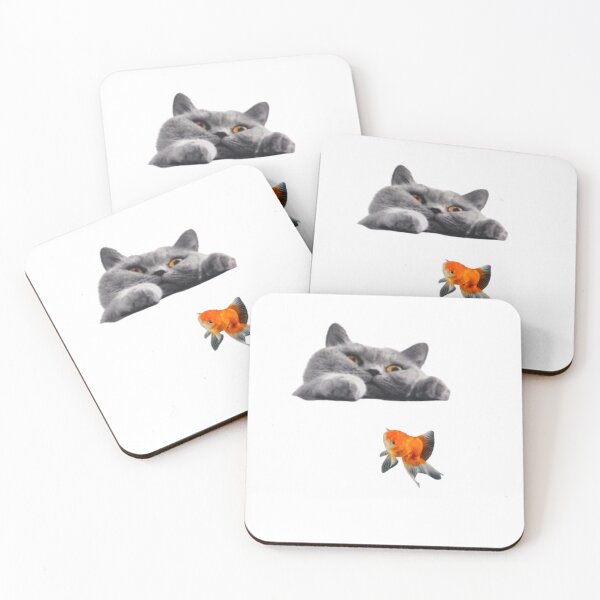 Item preview, Grey Cat With Gold Fish designed and sold by Profitrip.