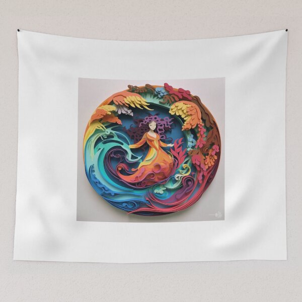 Item preview, A colorful paper cut sculpture of a woman in a mermaid costume designed and sold by aiphotosart.