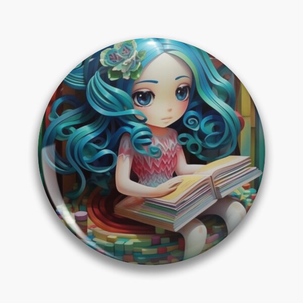 Item preview, A girl is sitting down with a book in her hands in a colorful paper edifice designed and sold by aiphotosart.