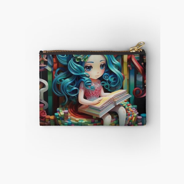 Item preview, A girl is sitting down with a book in her hands in a colorful paper edifice designed and sold by aiphotosart.