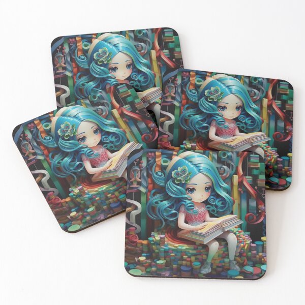 Item preview, A girl is sitting down with a book in her hands in a colorful paper edifice designed and sold by aiphotosart.
