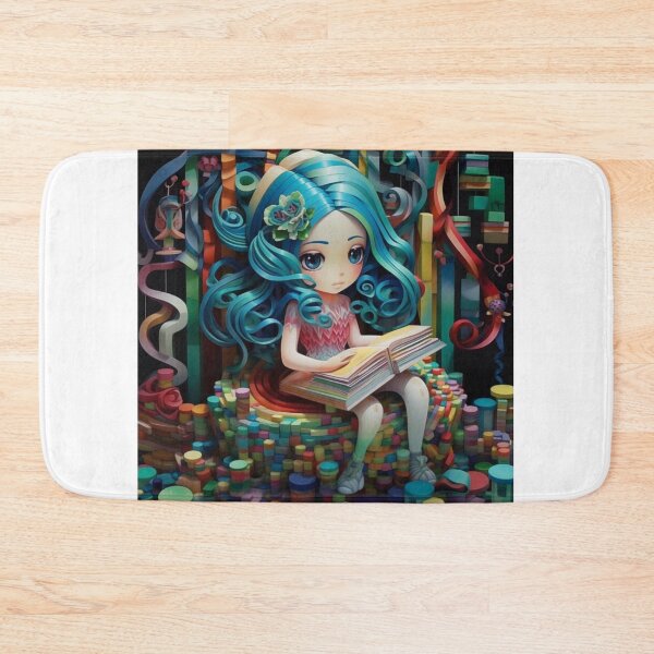 Item preview, A girl is sitting down with a book in her hands in a colorful paper edifice designed and sold by aiphotosart.