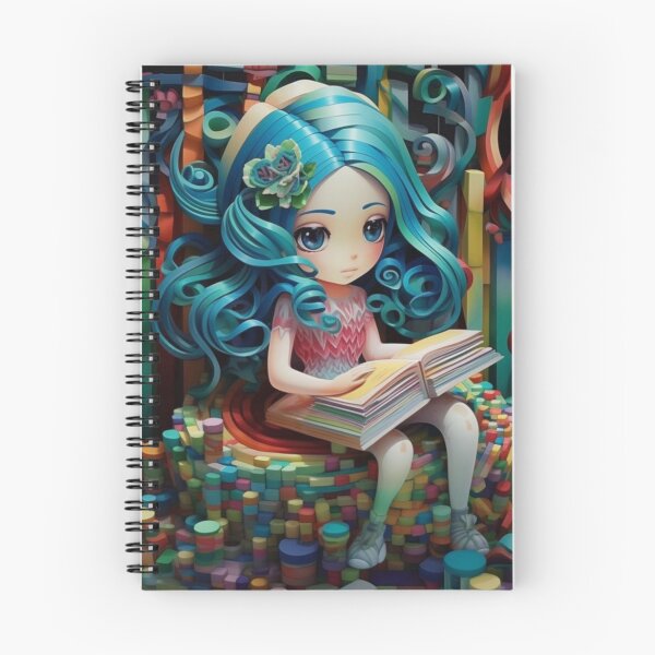 Item preview, A girl is sitting down with a book in her hands in a colorful paper edifice designed and sold by aiphotosart.