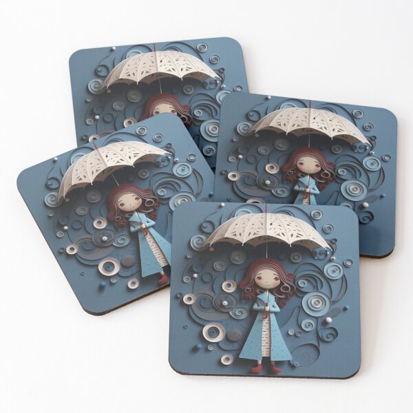 Item preview, A girl with an umbrella hanging in the rain designed and sold by aiphotosart.