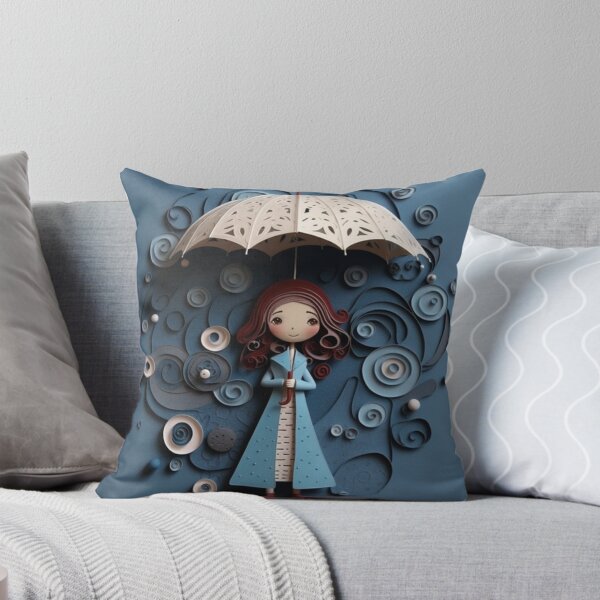 Item preview, A girl with an umbrella hanging in the rain designed and sold by aiphotosart.