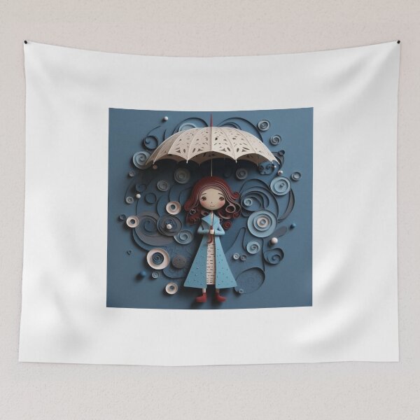 Item preview, A girl with an umbrella hanging in the rain designed and sold by aiphotosart.