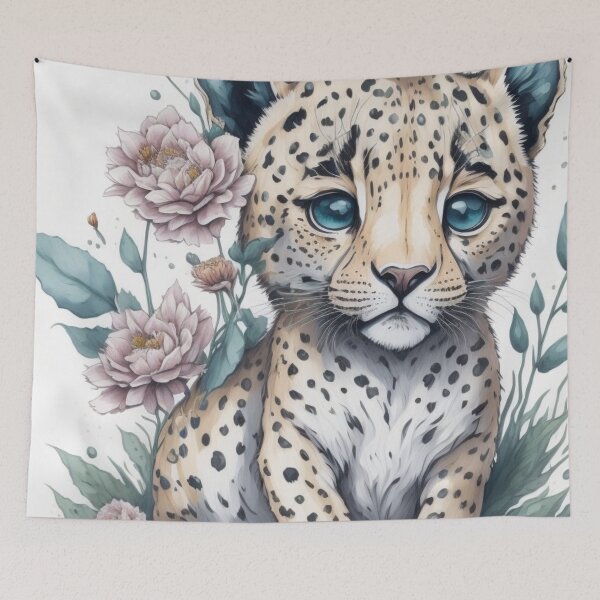 Item preview, Flower Leopard - Captivating Fusion of Feline Grace and Floral Beauty designed and sold by joanwatson45.